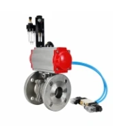 Кран шаровой DN.ru BV3232P(2pc)-FP-F-ISO-H WDVF Ду65 Ру16 полнопроходной, фланцевый, корпус - нержавеющая сталь 316, уплотнение - PTFE, с пневмоприводом PA-SA-130, пневмораспределителем 4V320-08 AC220V и БПВ AFC2000
