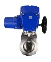 Затвор дисковый поворотный DN.ru WBV3131E-2W-W-H Ду15 Ру10 под приварку, корпус - пищевая нержавеющая сталь 304, уплотнение - EPDM, с электроприводом QT-N-005M-O2-220VAC-У1 с моментной муфтой и штурвалом