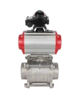 Кран шаровой DN.ru BV3232P(3pc)-FP-W-ISO-H Ду25 Ру63 полнопроходной двухходовой, нержавеющая сталь SS316, под приварку, уплотнение - PTFE, с пневмоприводом DN.ru PA-DA-52 и блоком концевых выключателей APL-210N