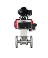 Кран шаровой DN.ru BV3131P(3pc)-FP-F-ISO-H Ду15 Ру40 фланцевый, полнопроходной, трехсоставной, корпус - нержавеющая сталь 304, уплотнение - PTFE, с пневмоприводом PA-SA-052, пневмораспределителем 4M310-08 AC220V и БКВ APL-210N