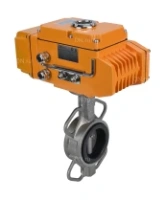 Затвор дисковый поворотный DN.ru WBV3232V-2W-Fb-H Ду80 Ру16, корпус - нержавеющая сталь 316L, диск - нержавеющая сталь 316L, уплотнение - Viton, с электроприводом DN.ru QT-N-005EM-B1-220VAC-У1 DAR (0-10В)