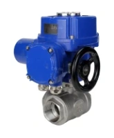 Кран шаровой DN.ru BV3232P(4pc)-SP-3WL-T-ISO-H Ду100 Ру40 стандартнопроходной трехходовой L-тип, нержавеющая сталь SS316, внутренняя резьба, уплотнение - PTFE, с 1/4-оборотным электроприводом DN.ru QT-N-010M-O2-220VAC-У1