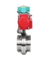 Затвор дисковый поворотный DN.ru WBV3131E-2W-T-H Ду100 Ру10 резьбовой, пищевая нержавеющая сталь 304, уплотнение - EPDM, с пневмоприводом PA-DA-052 и магнитным переключателем ALS200D