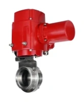 Затвор дисковый поворотный DN.ru WBV3131E-2W-T-H Ду100 Ру10 резьбовой, корпус - пищевая нержавеющая сталь 304, уплотнение - EPDM, с электроприводом QT-EX-005M-O2-380VAC-У1 с моментной муфтой и штурвалом