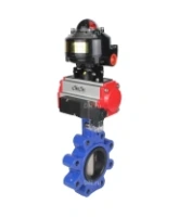 Затвор дисковый поворотный DN.ru WBV1616E-2W-Fb-H Ду100 Ру16 LUG корпус - чугун QT450, диск - чугун QT450, уплотнение - EPDM, с пневмоприводом DN.ru PA-DA-083, пневмораспределителем 4M310-08 AC220V и БКВ APL-510N EX