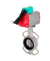 Затвор дисковый поворотный DN.ru WBV3131N-2W-Fb-H Ду65 Ру16 корпус - нержавеющая сталь 304, диск - нержавеющая сталь 304, уплотнение - NBR, с пневмоприводом PA-DA-065 и магнитным переключателем ALS200D