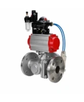 Кран шаровой DN.ru BV3232P(2pc)-FP-3WL-F-ISO-H Ду80 Ру16 HYMT, трехходовой L-тип, полнопроходной, фланцевый, корпус - нержавеющая сталь SS316, с пневмоприводом PA-SA-130, пневмораспределителем 4V320-08 AC220V, БКВ APL-210N и БПВ AFC2000