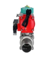 Кран шаровой DN.ru BV3232P(3pc)-FP-W-ISO-H LONG Ду32 Ру40 полнопроходной, корпус - нержавеющая сталь 316, уплотнение - PTFE, под приварку, с пневмоприводом PA-DA-052, пневмораспределителем 4M310-08 AC220V и магнитным переключателем ALS200D