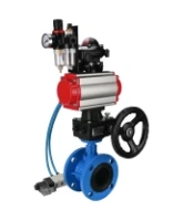 Затвор дисковый поворотный DN.ru WBV1313E-2W-F-H Ду100 Ру16 фланцевый, корпус - чугун GGG40, диск - чугун GGG40, EPDM, с пневмоприводом DN.ru PA-DA-105, пневмораспределителем 4V320-08 AC220V, БКВ APL-210N, ручным дублером MON1-250-T26-ISO и БПВ AFC2000