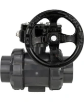 Кран шаровой DN.ru BV4242E-FP-GRM-ISO Дн50 Ру10 полнопроходной, корпус - НПВХ, шар - НПВХ, уплотнение - EPDM, с редуктором DN.ru RDN RQN2-150Z-T24