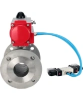 Кран шаровой DN.ru BV3232P(2pc)-FP-F-ISO-H Ду80 Ру16, полнопроходной фланцевый, нержавеющая сталь SS316, уплотнение - PTFE, с пневмоприводом PA-SA-130 с возвратными пружинами, с пневмораспределителем 4V320-08 AC220V