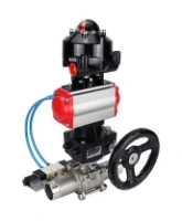 Кран шаровой DN.ru BV3232P(3pc)-FP-W-ISO-H LONG Ду80 Ру25, полнопроходной, нержавеющая сталь 316, уплотнение - PTFE, под приварку, с пневмоприводом PA-DA-083, с пневмораспределителем 4V320-08 AC220V, БКВ APL-510N Ex, ручным дублером MON2-450-T28-ISO