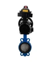 Затвор дисковый поворотный DN.ru WBV1432E-2W-Fb-H Ду150 Ру16, корпус - чугун GGG50, диск - нержавеющая сталь 316L, уплотнение - EPDM, с пневмоприводом DN.ru PA-DA-105-1 двойного действия, пневмораспределителем 4M310-08 AC220V, БКВ APL-410N EX