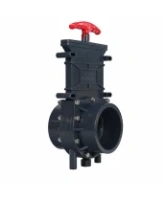 Задвижка шиберная DN.ru GVKR4344TPV-2W-G-Hт Ду200 Ру1.6 клеевая, с выдвижным штоком, материал корпуса - ПВХ (PVC), шибер - пластик ABS, уплотнение - TPV (ТПВ), с ручкой