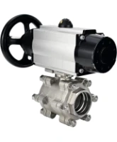 Кран шаровой DN.ru BV3232P(3pc)-FP-SW-ISO-H Ду100 Ру63 полнопроходной, корпус - нержавеющая сталь SS316, под приварку, с пневмоприводом PA-DA-105-1