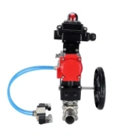 Кран шаровой DN.ru BV3232P(3pc)-FP-W-ISO-H LONG Ду50 Ру40 полнопроход., корпус - нерж.сталь 316, уплотнение - PTFE, под приварку, с пн.приводом PA-DA-083, пн.распределителем 4V320-08 AC220V, редуктором MON2-450-T28-ISO и БКВ APL-410N EX
