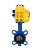 Затвор дисковый поворотный DN.ru WBV1413E-2W-Fb-H Ду100 Ру16, корпус - чугун GGG50, диск - чугун GGG40, уплотнение - EPDM, с четвертьоборотным электроприводом DN.ru QT-N-010EM-O1-24VDC-У1