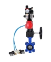 Затвор дисковый поворотный DN.ru WBV1631E-2W-Fb-H Ду125 Ру16 LUG корпус - чугун QT450, диск - нержавеющая сталь 304, EPDM, с пневмоприводом DN.ru PA-DA-105, пневмораспределителем 4V320-08 AC220V, БКВ APL-210N, редуктором MON3-700-T38-ISO и БПВ AFC2000