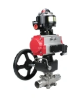 Кран шаровой DN.ru BV3232P(3pc)-FP-W-ISO-H LONG Ду50 Ру40 полнопроход., корпус - нерж.сталь 316, уплотнение - PTFE, под приварку, с пн.приводом PA-DA-083, пн.распределителем 4M310-08 AC220V, ручным дублером MON2-450-T28-ISO и БКВ APL-510N EX