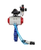 Затвор дисковый поворотный DN.ru WBV1616E-2W-Fb-H Ду100 Ру16 LUG корпус - чугун QT450, диск - чугун QT450, уплотнение - EPDM, с пневмоприводом DN.ru PA-DA-083, пневмораспределителем 4V320-08 AC220V, БКВ APL-210N и БПВ AFC2000