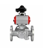 Кран шаровой DN.ru BV3232P(2pc)-FP-3WL-F-ISO-H Ду80 Ру16 HYMT трехходовой L-тип, полнопроходной, фланцевый, корпус - нержавеющая сталь AISI316, с пневмоприводом PA-SA-130, пневмораспределителем 4M320-08 AC220V и БКВ APL-210N