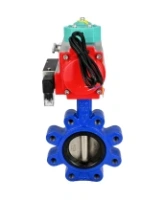 Затвор дисковый поворотный DN.ru WBV1616E-2W-Fb-H Ду100 Ру16 LUG корпус - чугун QT450, диск - чугун QT450, уплотнение - EPDM, с пневмоприводом PA-DA-083, пневмораспределителем 4M310-08 AC220V и магнитным переключателем ALS200D