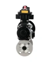 Кран шаровой DN.ru BV3131P(3pc)-FP-F-ISO-H Ду100 Ру16 полнопроходной трехсоставной, фланцевый, нержавеющая сталь 304, уплотнение - PTFE, 22х22, F10, WDVF, пневмопривод PA-DA-105-1, пневмораспределитель 4M310-08 AC220V, БКВ APL-410N EX и БПВ AFC2000