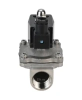 Клапан электромагнитный DN.ru VS331-NT-NO-220VAC 1″ Ду25 Ру10, соленоидный двухходовой, корпус - нержавеющая сталь 304, уплотнение - NBR, резьбовой, нормально-открытый, прямого действия, катушка - 220В