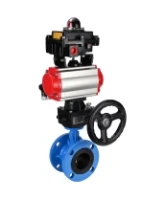 Затвор дисковый поворотный DN.ru WBV1313E-2W-F-H Ду100 Ру16 фланцевый, корпус - чугун GGG40, диск - чугун GGG40, EPDM, с пневмоприводом DN.ru PA-DA-105, пневмораспределителем 4M310-08 AC220V, БКВ APL-410N EX и ручным дублером MON1-250-T26-ISO