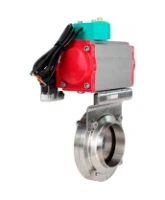 Затвор дисковый поворотный DN.ru WBV3131E-2W-T-H Ду100 Ру10 резьбовой, пищевая нержавеющая сталь 304, уплотнение - EPDM, с пневмоприводом PA-DA-052, пневмораспределителем 4M310-08 AC220V и магнитным переключателем ALS200D