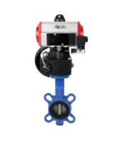 Затвор дисковый поворотный DN.ru WBV1413E-2W-Fb-H Ду40 Ру16, корпус - чугун GGG50, диск - чугун GGG40, уплотнение - EPDM, с пневмоприводом DN.ru PA-DA-052 двойного действия, пневмораспределителем 4M310-08 AC220V, ручным дублером MON1-250-T26-ISO