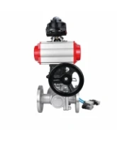 Кран шаровой DN.ru BV3232P(2pc)-FP-3WL-F-ISO-H Ду20 Ру16 HYMT, трехходовой L-тип, полнопроходной, фланцевый, нержав.сталь SS316, с пневмоприводом PA-DA-052, пневмораспределителем 4V320-08 AC220V, ручным дублером MON1-250-T26-ISO и БКВ APL-510N EX