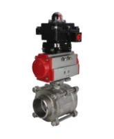 Кран шаровой DN.ru BV3232P(3pc)-FP-W-ISO-H Ду25 Ру63 SS316 полнопроходной под приварку, корпус - нержавеющая сталь с пневмоприводом DN.ru PA-DA-52 и блоком концевых выключателей APL-410N EX