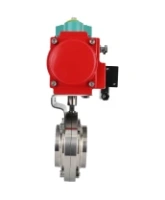 Затвор дисковый поворотный DN.ru WBV3131E-2W-W-H Ду15 Ру10 под приварку, корпус - пищевая нержавеющая сталь 304, уплотнение - EPDM, с пневмоприводом PA-SA-065, пневмораспределителем 4M310-08 220В NAMUR и магнитным переключателем ALS200D