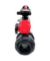 Кран шаровой DN.ru BV4242E-FP-GRM-ISO Дн50 Ру10 полнопроходной, корпус - НПВХ, шар - НПВХ, уплотнение - EPDM, с пневмоприводом PA-SA-065, пневмораспределителем 4M310-08 AC220V и БКВ APL-210N