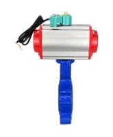 Затвор дисковый поворотный DN.ru WBV1616E-2W-Fb-H Ду100 Ру16 LUG корпус - чугун QT450, диск - чугун QT450, уплотнение - EPDM, с пневмоприводом PA-DA-083, пневмораспределителем 4M310-08 AC220V и магнитным переключателем ALS200D