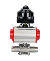 Кран шаровой DN.ru BV3232P(3pc)-FP-W-ISO-H LONG Ду32 Ру40 полнопроходной, корпус - нержавеющая сталь 316, уплотнение - PTFE, под приварку, с пневмоприводом DN.ru PA-SA-083, пневмораспределителем 4M310-08 AC220V и БКВ APL-510N EX