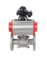 Кран шаровой DN.ru BV3232P(3pc)-FP-F-ISO-H Ду65 Ру25, трехсоставной полнопроходной фланцевый, нержавеющая сталь SS316, уплотнение - PTFE, с пневмоприводом PA-SA-130 с возвратными пружинами, с пневмораспределителем 4M310-08 AC220V, с БКВ APL-210N
