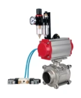 Кран шаровой DN.ru BV3232P(3pc)-FP-W-ISO-H WDVF Ду15 Ру63 полнопроходной, трехсоставной, корпус - нержавеющая сталь 316, уплотнение - PTFE, под приварку, с пневмоприводом PA-SA-065, пневмораспределителем 4V320-08 AC220V, БПВ AFC2000