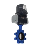Затвор дисковый поворотный DN.ru WBV1631E-2W-Fb-H Ду125 Ру16 LUG межфланцевый, корпус - чугун QT450, диск - нержавеющая сталь AISI 304, уплотнение - EPDM, с электроприводом четвертьоборотным DN.ru QTSA-N-014EM-O0-220VAC с пружинным возвратом