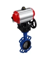 Затвор дисковый поворотный DN.ru WBV1413E-2W-Fb-H Ду150 Ру16, корпус - чугун GGG50, диск - чугун GGG40, уплотнение - EPDM, с пневмоприводом DN.ru PA-DA-105 двойного действия, пневмораспределителем 4M310-08 AC220V, ручным дублером MON3-700-T38-ISO