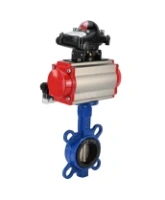 Затвор дисковый поворотный DN.ru WBV1132N-2W-Fb-H Ду125 Ру16, корпус - чугун GG25, диск - нержавеющая сталь 316L, уплотнение - NBR, с пневмоприводом DN.ru PA-SA-140 с возвратными пружинами, пневмораспределителем 4M310-08 AC220V, БКВ APL-210N