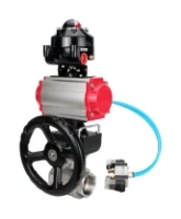 Кран шаровой DN.ru BV3232P(2pc)-FP-T-ISO-H 2 1/2″ Ду65 Ру40 полнопроходной двухходовой, нержавеющая сталь SS316, внутренняя резьба, PTFE, с пн.приводом DN.ru PA-DA-083 пн.распределителем 4V320-08 AC220V редуктором MON2-450-T28-ISO БКВ APL-510N-EX