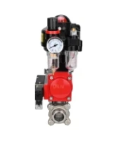 Кран шаровой DN.ru BV3232P(3pc)-FP-W-ISO-H Ду25 Ру63 полнопроходной двухходовой, нержавеющая сталь SS316, под приварку, уплотнение - PTFE, с пн.приводом DN.ru PA-DA-052 пн.распределителем 4M310-08 AC220V БПВ AFC2000 БКВ APL-510N-EX