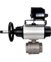 Кран шаровой DN.ru BV3232P(2pc)-FP-T-ISO-H Ду100 Ру40 полнопроходной двухходовой, нерж. сталь SS316, внутренняя резьба, PTFE, с пневмоприводом PA-DA-105-1 двойного действия и с электропневматич. поворотным позиционером YT-1000RSN без обратной связи