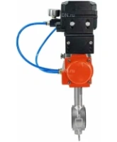 Затвор дисковый поворотный DN.ru WBV3232V-2W-Fb-H Ду200 Ру16, корпус - нержавеющая сталь 316L, диск - нержавеющая сталь 316L, уплотнение - Viton, с пневмоприводом PA-DA-130 и с электропневматическим поворотным позиционером YT-1000RSN без обратной связи
