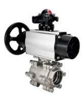 Кран шаровой DN.ru BV3232P(3pc)-FP-SW-ISO-H Ду100 Ру63 полнопроходной, корпус - нержавеющая сталь SS316, под приварку, с пневмоприводом PA-DA-105-1, БКВ APL-210N