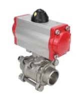 Кран шаровой DN.ru BV3232P(3pc)-FP-W-ISO-H Ду65 Ру25, полнопроходной под приварку, нержавеющая сталь SS316, уплотнение - PTFE, с пневмоприводом PA-DA-083 двойного действия, с пневмораспределителем 4M310-08 220В NAMUR