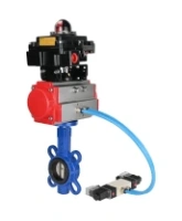 Затвор дисковый поворотный DN.ru WBV1413E-2W-Fb-H Ду125 Ру16, корпус - чугун GGG50, диск - чугун GGG40, уплотнение - EPDM, с пневмоприводом PA-DA-105, пневмораспределителем 4V320-08 AC220V и БКВ APL-410N EX