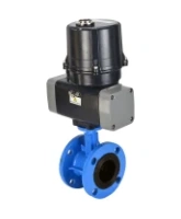 Затвор дисковый поворотный DN.ru WBV1331E-2W-F-H Ду125 Ру16 фланцевый, корпус - чугун GGG40, диск - нержавеющая сталь 304, уплотнение - EPDM, с электроприводом четвертьоборотным DN.ru QTSA-N-030EM-O0-220VAC с пружинным возвратом